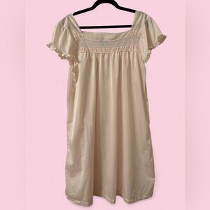 1970s Pink Nylon Lace Yoke Nightgown L | Vintage Cottagecore Slip Dress